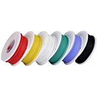 Cable eléctrico de 18 AWG- cable de conexión de cable flexible de calibre 18 (6 bobinas de 4 colores diferentes…